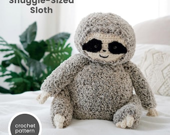 Large Sloth Crochet Pattern Snuggle-Sized Amigurumi Stuffed Animal DIY Tutorial Beginner Friendly Crochet PDF