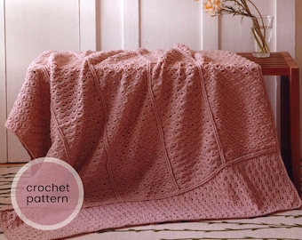 Broomstick Lace Throw Blanket Crochet Pattern PDF