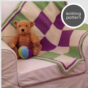 Checkerboard Knit Baby Blanket Pattern Digital Download