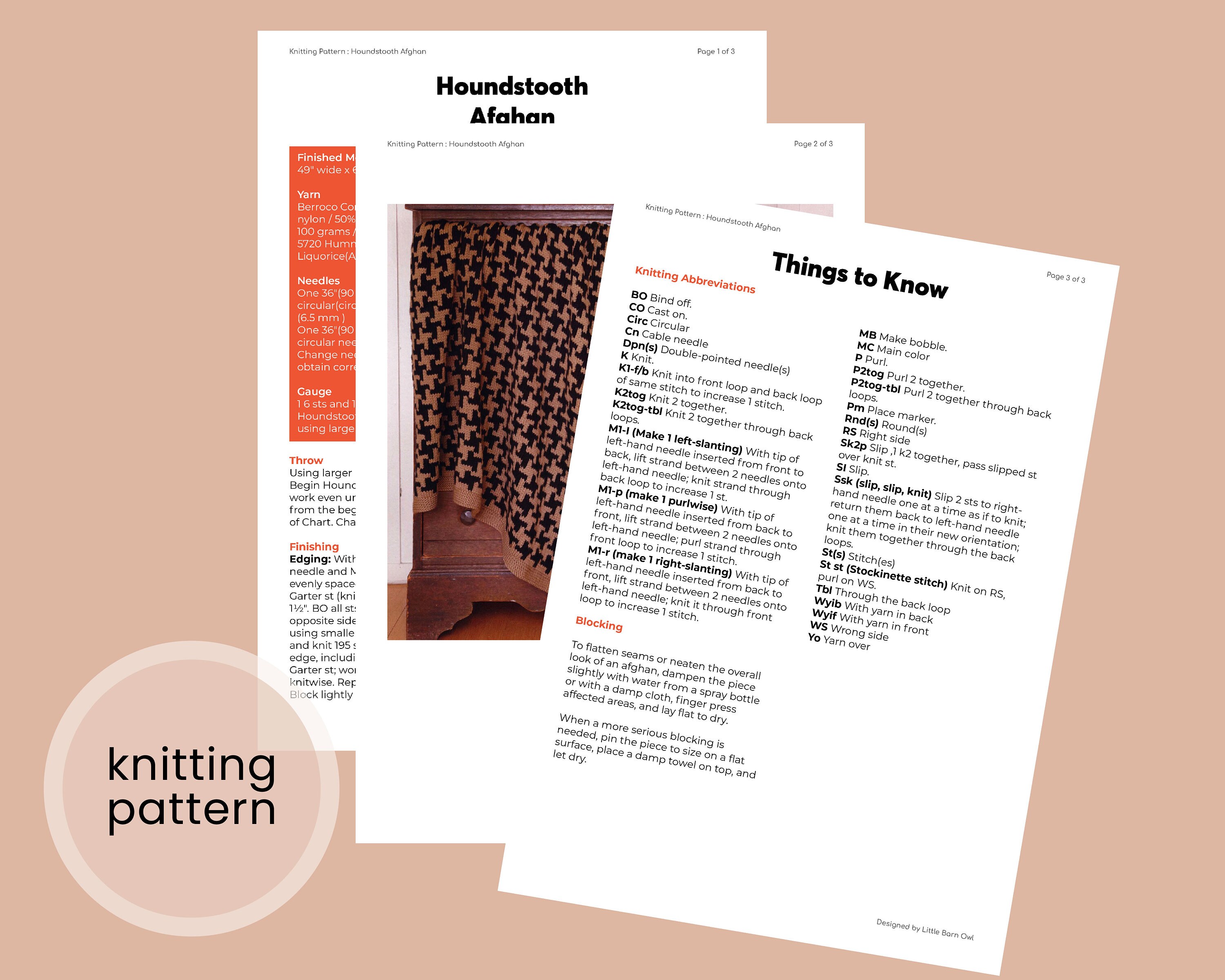 Houndstooth Afghan Knitting Pattern PDF - Etsy
