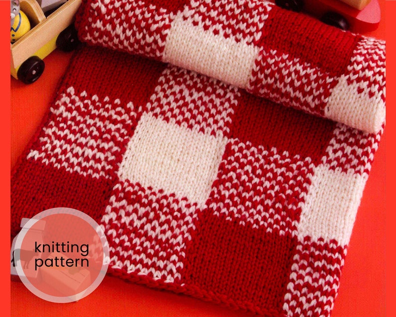 Gingham Checks Baby Blanket Knitting Pattern PDF Etsy