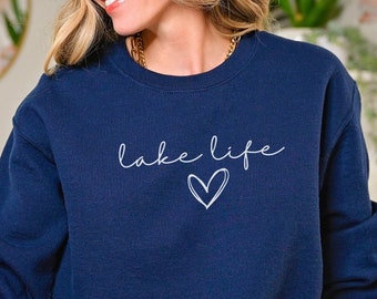 Lake Life - Unisex Crewneck Sweatshirt, Lake Days, Boating, Camping, Fishing. Gift for Her for Summer, Trendy Crewneck Vacation Crewneck
