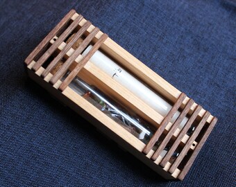 Mezuzah con incrustaciones de madera - Hecho en EE.UU. por el artista Nathan Temple - Envío nacional exprés gratuito