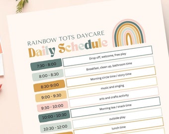 Daily Daycare Schedule, Daycare Forms, Daycare Provider, Home Daycare, Childcare Center, Editable Template, Daily Routine, Canva Template,