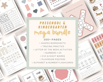 Preschool Worksheets, Preschool Montessori, Printable Worksheets, Kindergarten Binder, Pre-K Worksheets, Preschool Activities Bundle