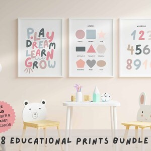 Montessori Posters Playroom Decor Preschool Educational Bundle Posters Set Kindergarten Classroom Decorations Montessori at Home, Wall Art