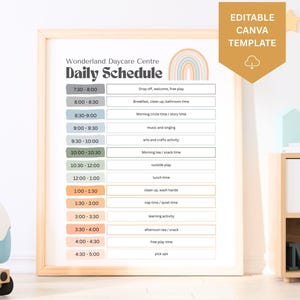 Daily Daycare Schedule, Daycare Forms, Daycare Provider, Home Daycare, Childcare Center, Editable Template, Daily Routine, Canva Template,