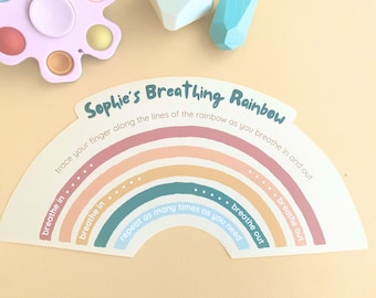 Custom Rainbow Breathing Exercise, Breathing Cards for Kids, Deep Breathing Visuals, Mindfulness Breathing Card Kids, Emotional Regulation