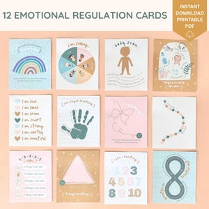 Emotionsregulierungskarten für Kinder, Angstbewältigungskarten, Selbstregulierungskarten für Kinder, Stressbewältigungskarten für Kinder