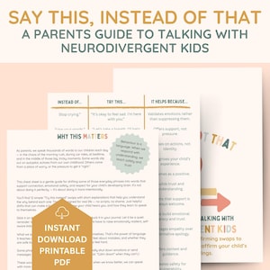 Say this instead cheat sheet, social emotional learning, behaviour management for parents, parenting strategies, asd adhd,