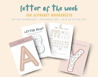 Letter of the Week Worksheets Printable, Alphabet Busy Book, Learning Binder, Preschool Curriculum, Toddler Tracing Activities, Kindergarten