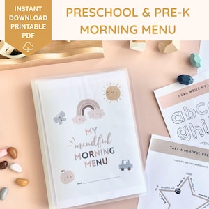 Preschool morning menu printable, homeschool preschool, preschool worksheets, homeschool menu, alphabet printable