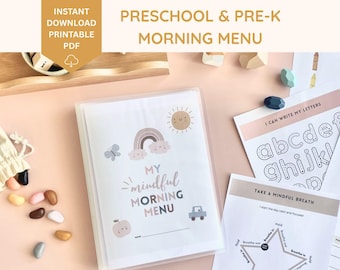 Preschool morning menu printable, homeschool preschool, preschool worksheets, homeschool menu, alphabet printable