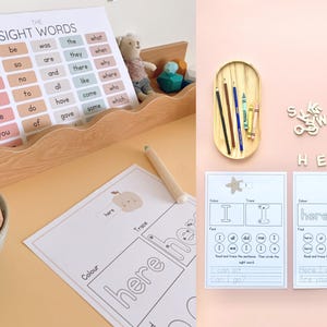 Printable Sight Words, Kindergarten Sight Word Worksheets, Preschool Activity Pages, 1st Grade Handwriting and Spelling Activities