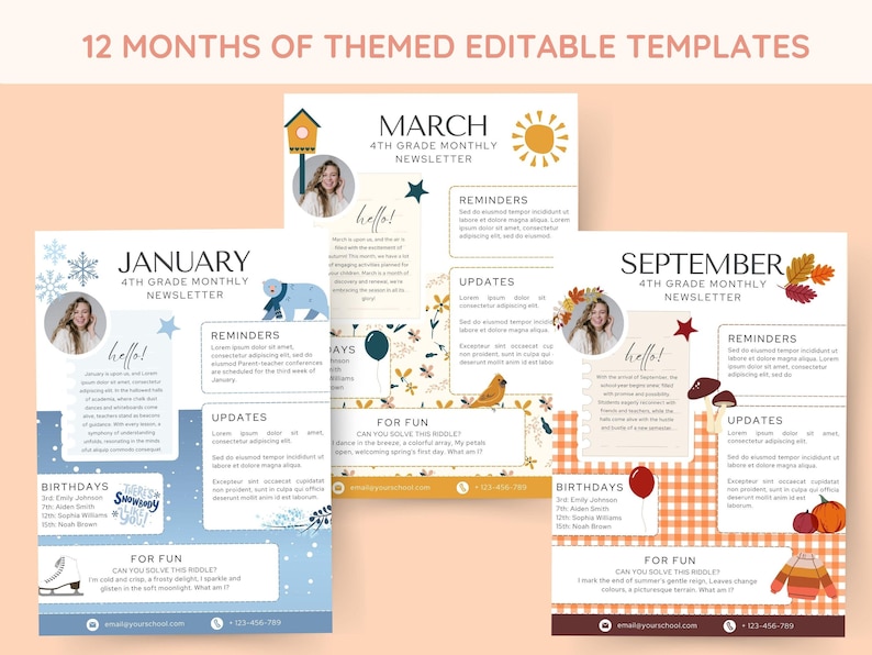 Editable School Newsletter Template, Newsletter Bundle, Monthly Newsletter, Email Template, Parent Communication, Teacher Resources, PTA Bild 3