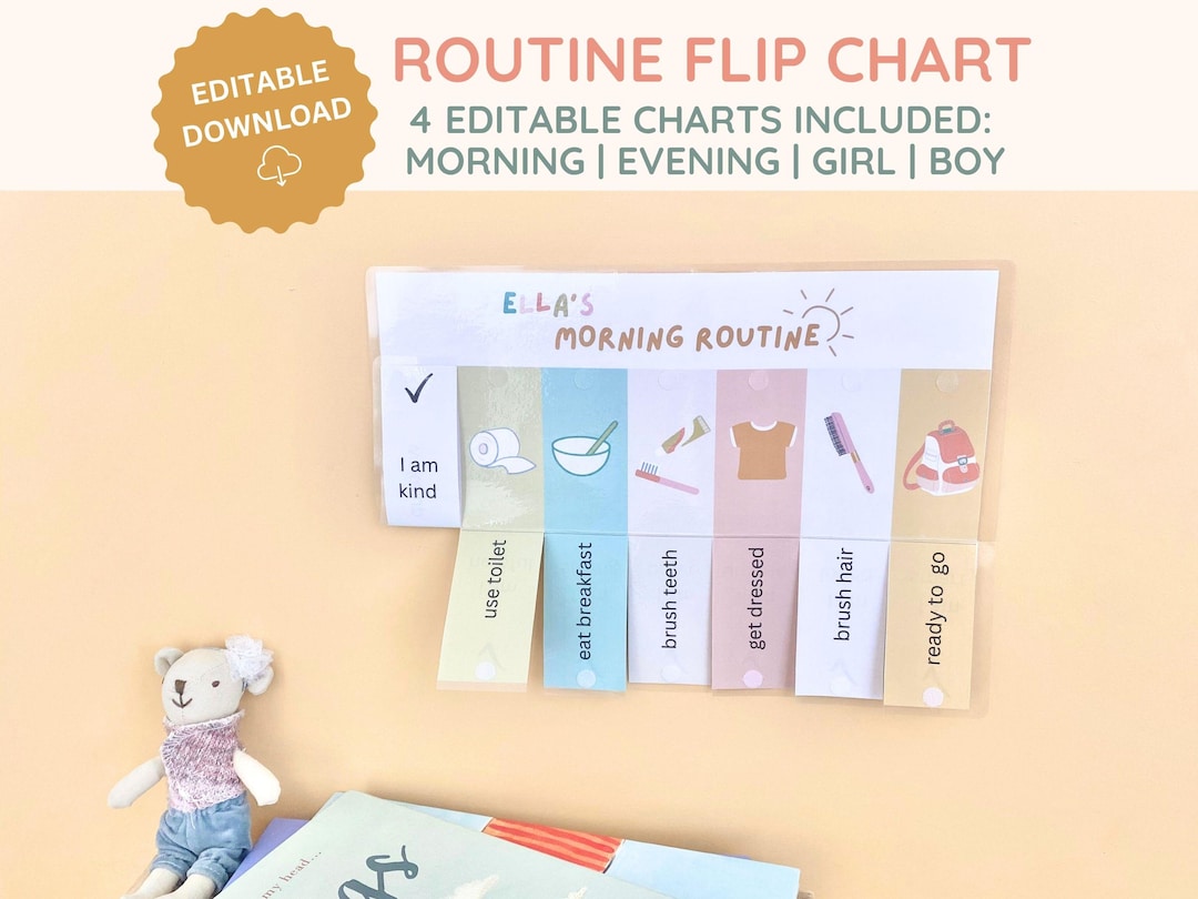 Toddler Routine Flip Chart, Morning and Evening Routine Flip Chart ...