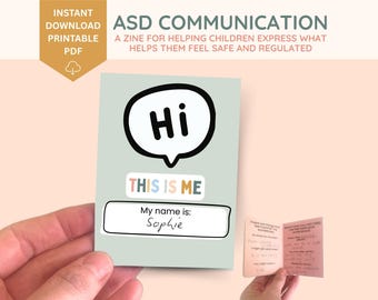 ASD Communication Card Zine, SEN, Autism, Non Verbal Speech therapy, Flash Cards, Autism, therapy resources, communication help