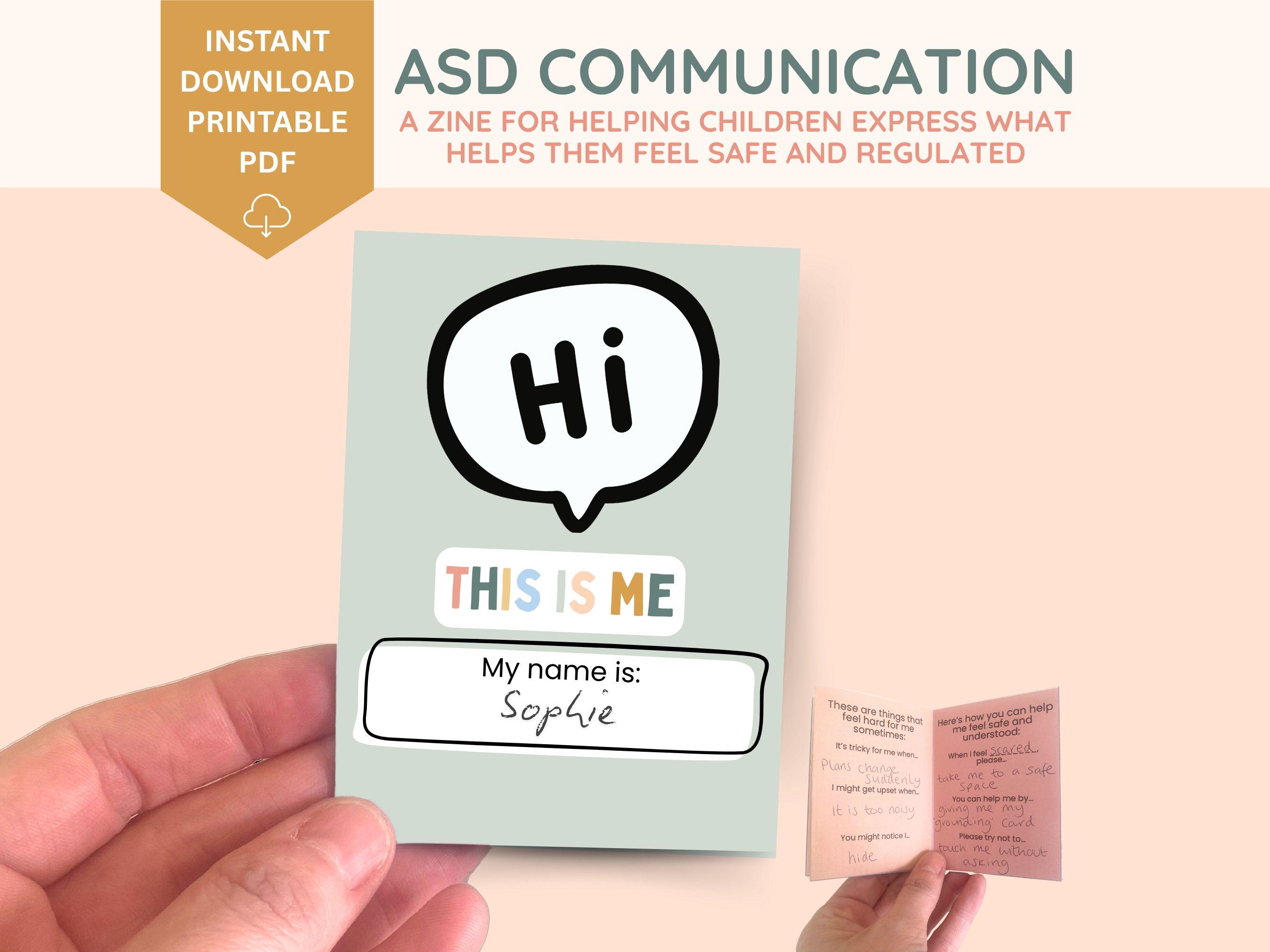 ASD Communication Card Zine, SEN, Autism, Non Verbal Speech Therapy ...