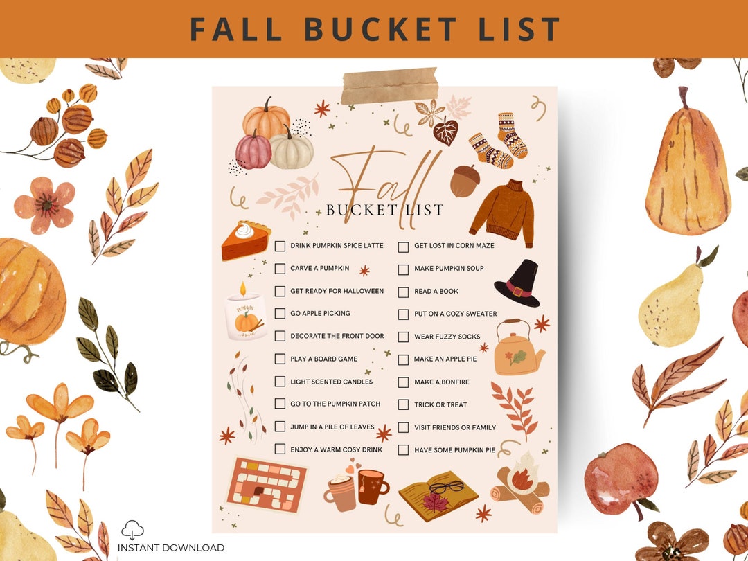 First Day of Fall, Fall Bucket List, Happy Fall Printable, Fall Themed ...