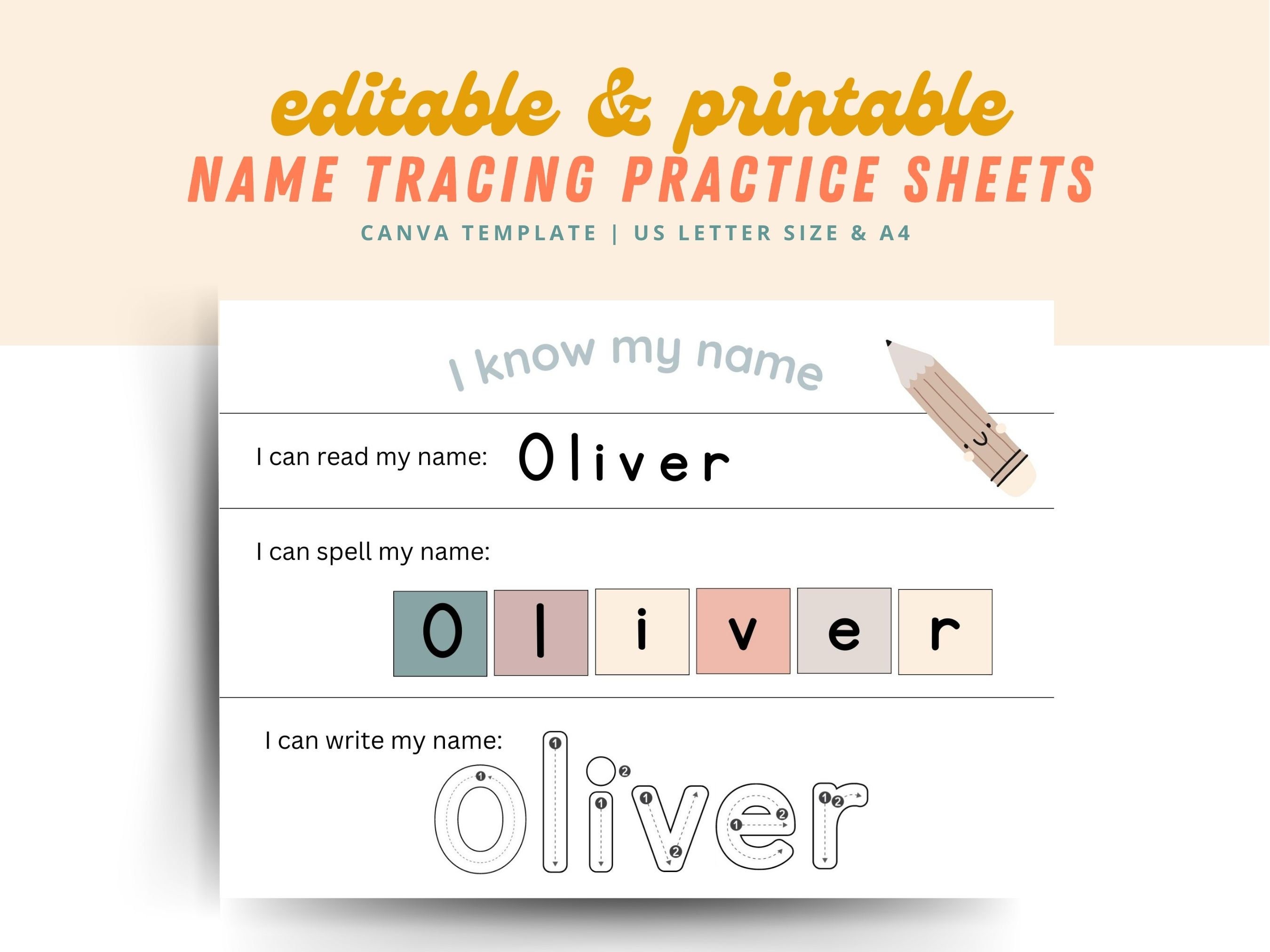 My Name Is Worksheet | I Know My Name Printable | Editable Custom Name Tracing Sheet | Personalized Name Tracing Page | PreK Name Tracing |