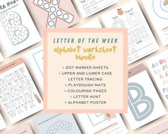 Letter of the Week Worksheets Printable, Alphabet Busy Book, Learning Binder, Preschool Curriculum, Toddler Tracing Activities, Kindergarten