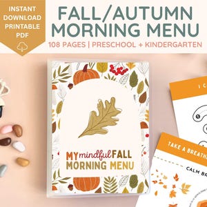 Fall Autumn Morning Menu, Preschool morning menu printable, preschool worksheets, homeschool menu, alphabet printable, homeschool worksheet