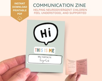 Communication Zine, Neurodiversity tool, therapy resources, nonverbal visual aid, special needs visual, AAC communication, flashcards