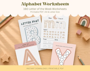 Letter of the Week Worksheets Printable, Alphabet Busy Book, Learning Binder, Preschool Curriculum, Toddler Tracing Activities, Kindergarten
