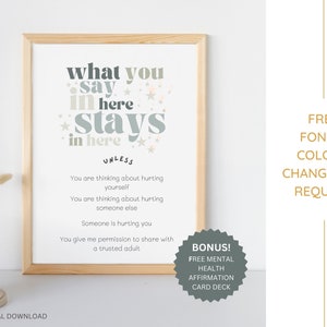 Confidentiality Counseling Office Decor Sign Social Work School Psychologist Signs Counselor Poster Gifts Therapy Print Therapist Wall Art