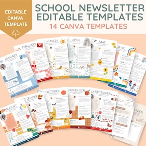 Editable School Newsletter Template, Newsletter Bundle, Monthly Newsletter, Email Template, Parent Communication, Teacher Resources, PTA