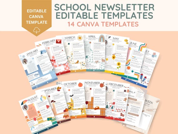 Editable School Newsletter Template, Newsletter Bundle, Monthly Newsletter, Email Template, Parent Communication, Teacher Resources, PTA