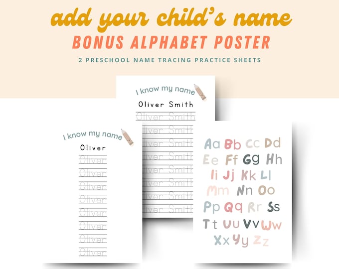 Mermaid Custom Name Tracing Sheet Personalized Name Trace Handwriting ...
