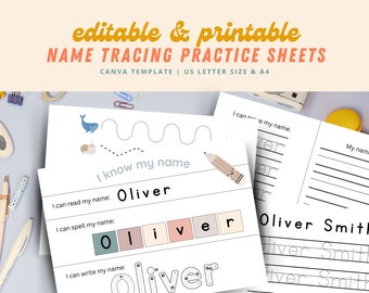 I Can Write My Name Worksheet | Editable Custom Name Tracing Sheet | Personalized Name Tracing Page | Handwriting Practice | Trace My Name
