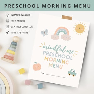 Preschool morning menu printable, homeschool preschool, preschool worksheets, homeschool menu, alphabet printable