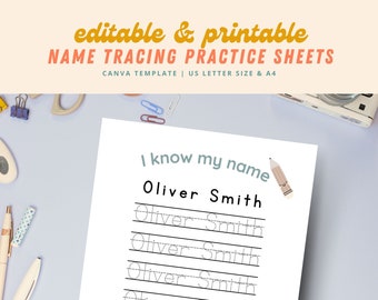 Editable Custom Name Tracing Sheet | Personalized Name Tracing Page | PreK Name Tracing | Handwriting Practice | Printable Handwriting Pad