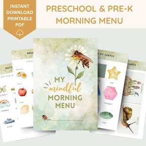 Preschool morning menu printable, homeschool preschool, preschool worksheets, homeschool menu, alphabet printable