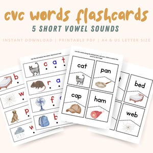 Printable Phonics Worksheet, CVC Words Activity, Kindergarten Reading, Kindergarten Phonics, Reading Activities, Homeschool, Short Vowel