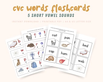 Printable Phonics Worksheet, CVC Words Activity, Kindergarten Reading, Kindergarten Phonics, Reading Activities, Homeschool, Short Vowel