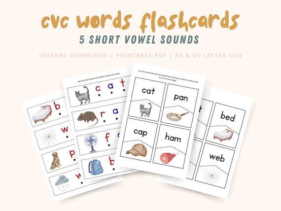 Printable Phonics Worksheet, CVC Words Activity, Kindergarten Reading, Kindergarten Phonics, Reading Activities, Homeschool, Short Vowel