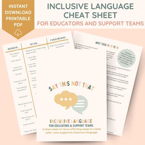 Say this instead cheat sheet, classroom management tool, classroom essentials, emotional regulation, classroom decor, autism, asd