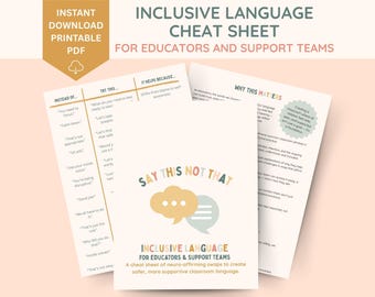 Say this instead cheat sheet, classroom management tool, classroom essentials, emotional regulation, classroom decor, autism, asd