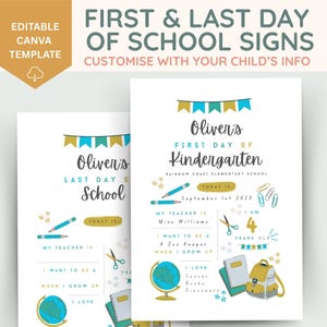 Editable First Day of School Poster, First Day of School Template, Back to School Photo Sign Last Day of School Sign, Kindergarten Preschool