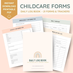 Daily Report Forms for Daycare, Childcare Professionals and Preschool, Home Daycare, Daycare Forms, Daycare Provider, Daycare Binder