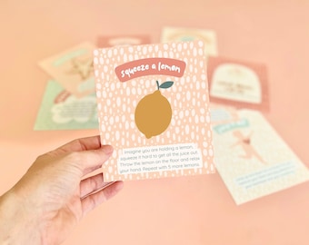 Bedtime relaxation cards, mindfulness cards for kids printable, affirmation cards kids, mindful breathing, emotion toolbox