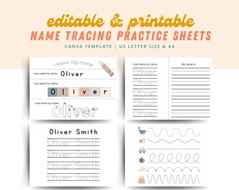 Editable Custom Name Tracing Sheet | Personalized Name Tracing Page | PreK Name Tracing | Handwriting Practice | Printable Handwriting Pad
