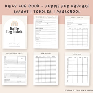 Daily Report Forms for Daycare, Childcare Professionals and Preschool, Home Daycare, Daycare Forms, Daycare Provider,Editable Template
