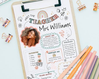 Meet The Teacher Template, Back To School Flyer, Teacher Introduction, Meet The Teacher Letter, Classroom Newsletter, Teacher Resource