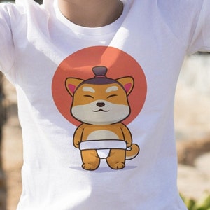 Sumo Shiba - Kids Heavy Cotton Tee - Funny Shirt, Shiba Shirt, Cute Shirt, Cartoon Shirt