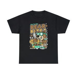 Bear Bites - Cereal Graffiti - Unisex Heavy Cotton Tee - Adult Tee, Graphic Tee, Vintage, Funny Tee, Bears, Cereal