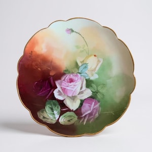 Vintage Limoges Dessert Plate: Hand-Painted Roses & Gold Trim